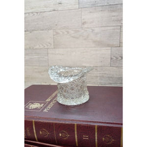 Vintage Fenton Daisy and Button Top Hat Clear Glass Toothpick Holder 2.75"